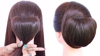 Chignon hair style trick with using clutcher  elegant updo hairstyle  chinese bun [upl. by Ratha]