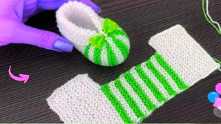 Easy Knitting Baby Booties  Shoes  Baby Socks Knitting  Woolen Socks [upl. by Etnemelc]