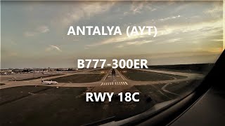 Cockpit View B777 Antalya Landing [upl. by Harlamert]