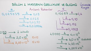 Genel Kimya 1Bölüm 1Maddenin Özellikleri ve ÖlçümüAnlamlı Rakamlar 3 [upl. by Annoya]