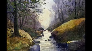 Watercolor painting landscape tutorial [upl. by Duky]