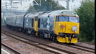 50007 amp 50049 with 1Z72 taunton to aberdeen railtour passing carstairs [upl. by Akemad]