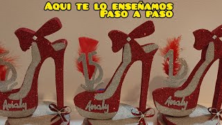 centros de mesa para 15 años hermosas zapatillas paso a paso [upl. by Ahsatam]