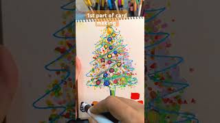 christmas cards ideas 1st part  how to make a Christmas card with colors short cardmaking [upl. by Atinus]