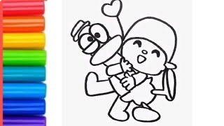 Pocoyo cute drawing  pocoyo drawing  easy drawing  pocoyo  colouring 💚❤ drawing [upl. by Joanie]