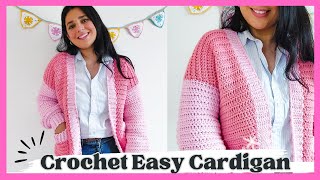 Easy Crochet Cardigan for beginners FREE Crochet Pattern and Tutorial [upl. by Ydnis]