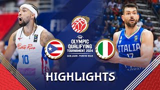 Jose Alvarado inspired Puerto Rico remain perfect vs Italy  Highlights  FIBA OQT 2024 Puerto Rico [upl. by Eicyac]