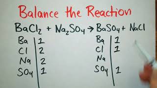 How to Balance a Double Replacement Reaction Barium Chloride  Sodium Sulfate Example [upl. by Atterys]