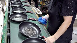 Amazing Non Stick Frying Pan Manufacturing Process Korean Aluminum Fry Pan Factory [upl. by Ahsitra138]