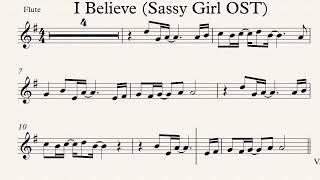 I Believe Sassy Girl OST Flute Violin Paly along Sheet Music [upl. by Thanos]