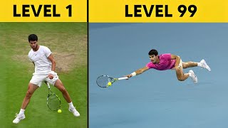 Carlos Alcaraz LEGENDARY Skills From Level 1 to Level 100 [upl. by Nerradal]