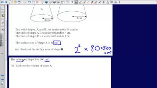 Similar shapes and scale factors  Question 24 Edexcel GCSE Maths 2008 NonCalculator Solution [upl. by Onateyac700]