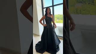 Black Sherri Hill Ballgown with One Shoulder Strap and Cascading Beading  Black Pageant Dress [upl. by Artaed]