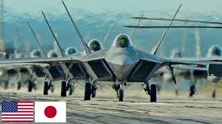 US Air Force Japan Arrival of Powerful F22 Raptor fighters at Kadena Air Base [upl. by Allenod]