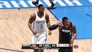 NBA Live 14 Miami Heat vs Oklahoma City Thunder Classic Retro Gameplay [upl. by Ayres]