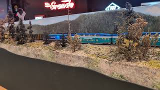 Rapido Coaster Passes SP Shasta Freight in Siding at Colorado Model Railroad Museum [upl. by Paten233]