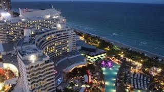 Fontainebleau Hotel Miami Beach Review and Tour quotTRESOR BAY VIEW ONE BEDROOM SUITEquot [upl. by Ahsytal]