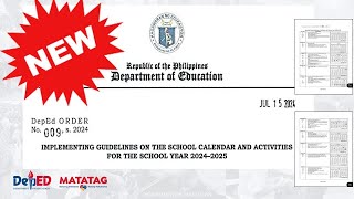 Deped School CALENDAR and Activities 20242025 latest Guidelines [upl. by Eisle195]