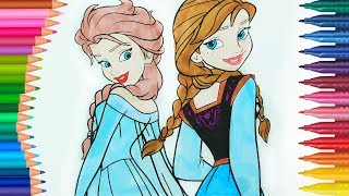 Eiskönigin Elsa und Anna ausmalbilder  Wie zeichnet und färbt  Kleine Hände Malbuch [upl. by Yuille13]