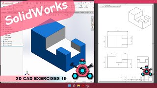 SolidWorks  3D CAD EXERCISES 19  StudyCadCam  Solution Tutorial [upl. by Silrak]