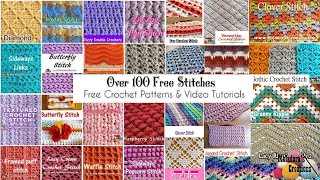 OVER 100 Crochet Stitch Tutorials amp Patterns 🌻🍀 [upl. by Ritter]