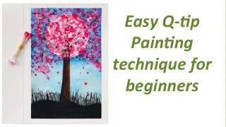 Easy Qtip painting technique How to paint a landscape using Qtips Guide for beginners [upl. by Liew]