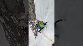 Ice Climbing on Hydrophobia 🥶 🤯 Snow Season Travels 🥾🧳 travel camp ice shorts omg [upl. by Hewett]