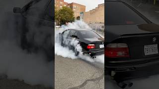 Straight pipe e39 bmw 540i burn out [upl. by Orelu]