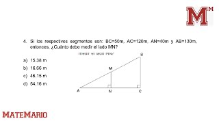 EXAMEN PLANEA Si los respectivos segmentos son BC50m AC120m AN40m y AB130m [upl. by Harrad]