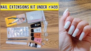 Detailed steps How to do nail Extensions at home ₹1499 Polygel nail extensions kit from amazon [upl. by Anagrom]