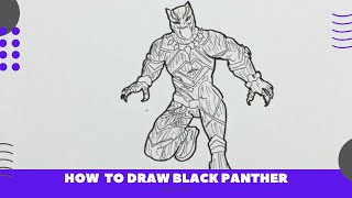 How to Draw Black Panther Easy [upl. by Offen640]