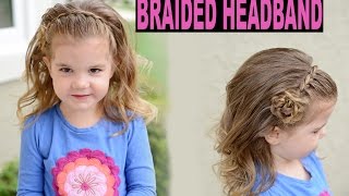 Braided headband flower tutorial  lace braid toddler hairstyle [upl. by Fenwick620]