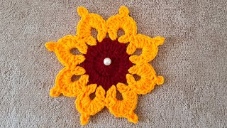 बहुत आसान तरिके से बनाए ऊन का टीकिया how to make woolen flower tikki crochet flower pattern ♥️ [upl. by Festatus218]