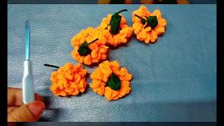 How to crochet mini marigold flowerदसयासाठी क्रोशाचे झेंडूचे फूल zenduche toranlokar vinkam [upl. by Aileda778]