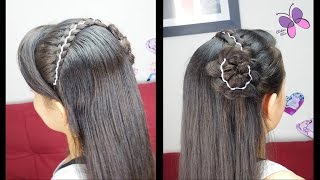 Trenza Diadema de 5 Divisiones o Cabos con Cinta [upl. by Ottinger]