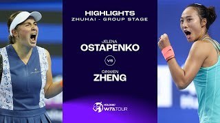 Jelena Ostapenko vs Zheng Qinwen  2023 Zhuhai Group Stage  WTA Match Highlights [upl. by Baumann]