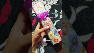 How to wrap cylinder shape gift 😍😍art craft satisfying [upl. by Torrey849]