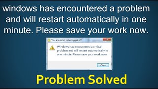 windows has encountered a critical problem and will restart automatically in one minute in Tamil [upl. by Khichabia]