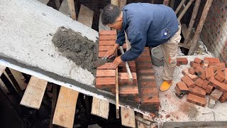 Construction Traditional Brick Stair  How To Install Brick On The Sloping Surface Create Step Stair [upl. by Osmond]