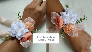 How to make a beautiful wrist corsage  easy to sew fabric flower DIY [upl. by Clovis]