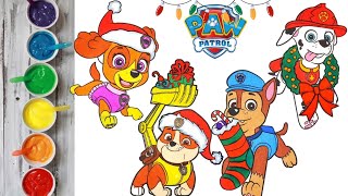 Paw Patrol Christmas Coloring Pages  Chase Rubble Skye Marshall  pawpatrol pawpatroltoys [upl. by Eilrac]