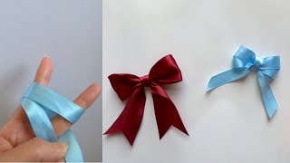 How To Make Ribbon Bow Easy｜手指打丝带蝴蝶结（简单快速） [upl. by Gipson]