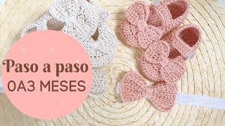 ZAPATO Y VENDA O DIADEMA A CROCHET PASO A PASO 0A3 MESES [upl. by Katleen]