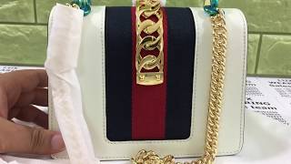 GUCCI Sylvie leather mini chain bag unboxing and review [upl. by Eatnuahs]