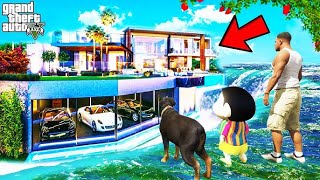 Franklin Shinchan And Pinchan Surprised By New Water Floating Mansion in GTA 5  DC [upl. by Norward430]