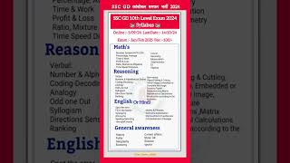 SSC GD Constable Syllabus 2024  SSC GD 2024 sscgd syllabus ytshorts shorts short 2024 [upl. by Esirahc]