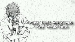 「Nightcore」→ Monsters Male Version「Lyrics」 [upl. by Annaej44]