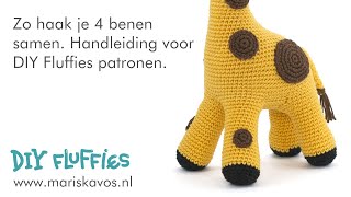 Zo haak je 4 benenpoten samen Handleiding voor DIY Fluffies Amigurumi haakpatronen [upl. by Hunsinger]