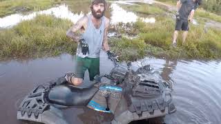 Mud fun with 2 polaris highliters and a rubicon SLYING MUD AND GETING STUCK WAS A BLAST [upl. by Deane]