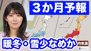 気象庁3か月予報 今冬は気温が高く暖冬、日本海側の雪は少なめか [upl. by Suoivart]